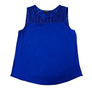 Roz & Ali Blue Lace Detail Sleevless Shirt Womens Size L
